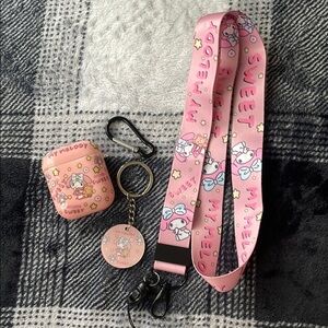My Melody Lanyard, AirPod case, and Keychain bundle‎